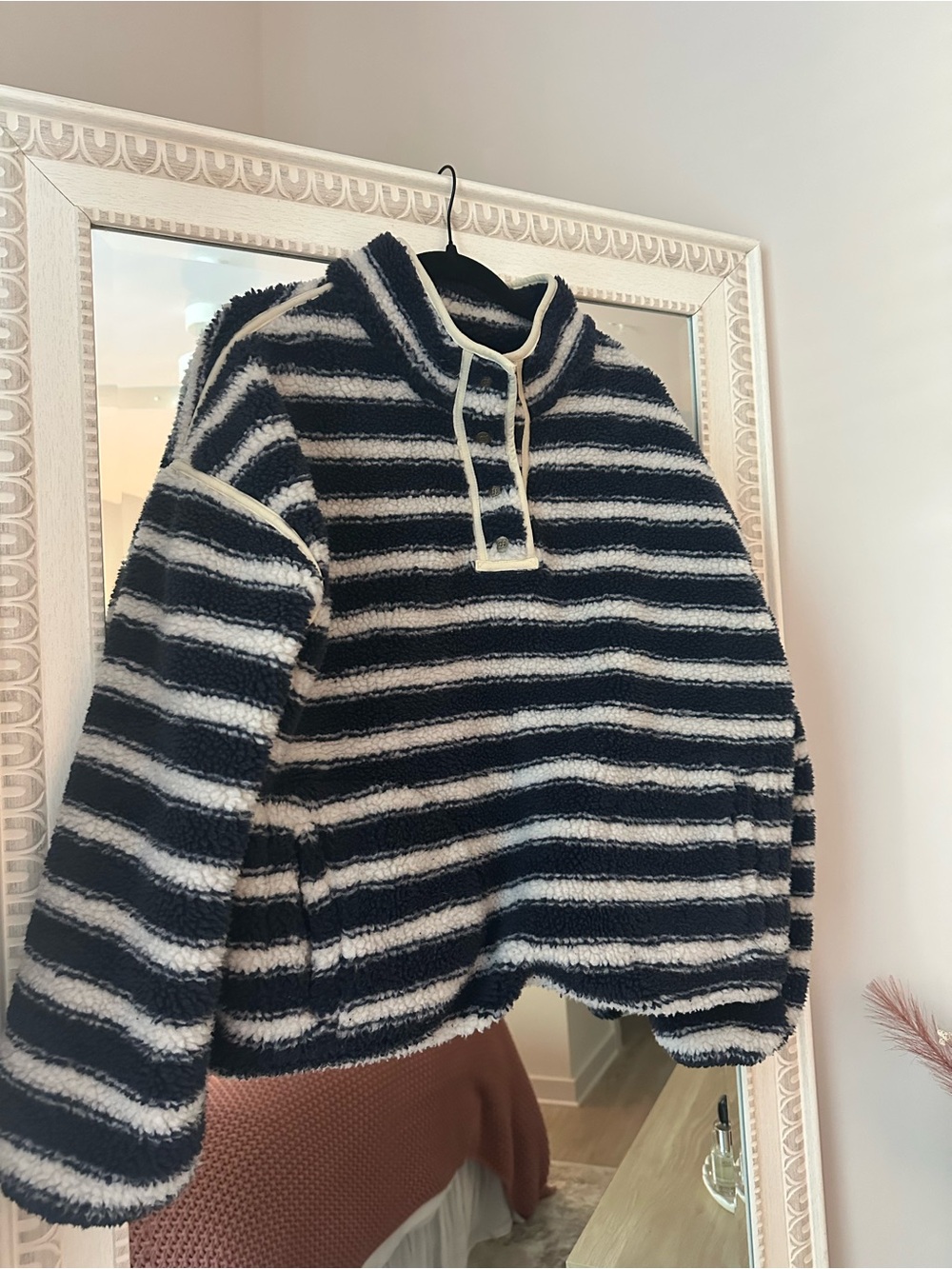 Eleven Eleven Striped Navy & White Fleece Pullover